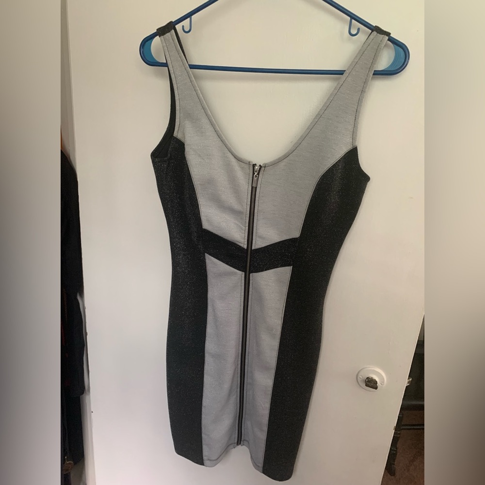 Kangol mini party dress. Black and gray.